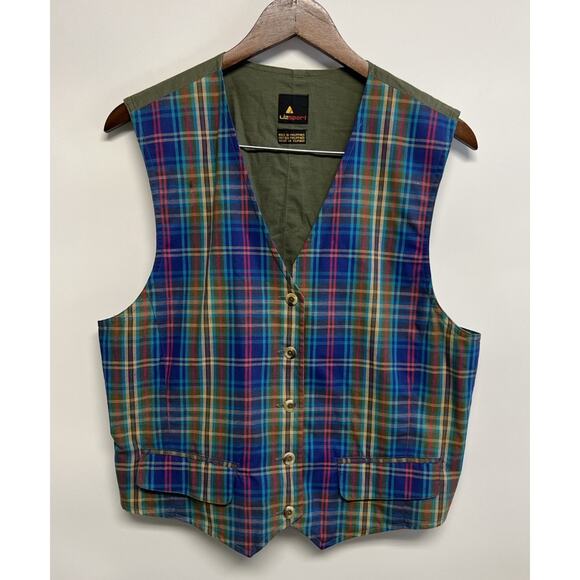 Vintage Womens Plaid Tartan Vest Medium Academia Boho 90s Preppy Classic Cotton - Picture 9 of 14